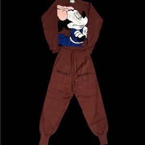 Disney Women's Pajama Set - Brown and Blue Mickey Design